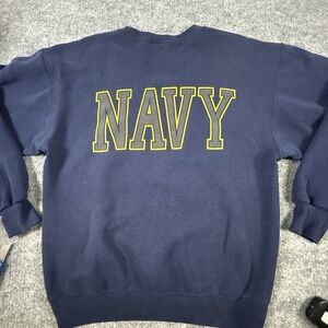 Vintage US Navy Sweatshirt L MJ Soffe Made in USA Crewneck Blue Military